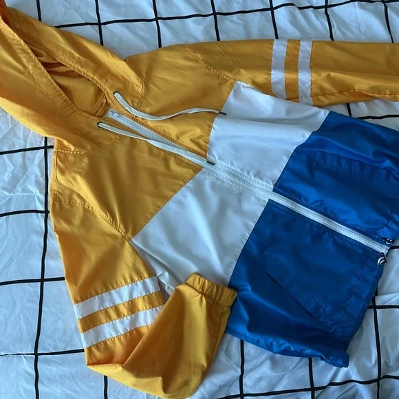 Yellow and Blue Colorblock Zippered Windbreaker Jacket | ZINE - Picture 5 of 8